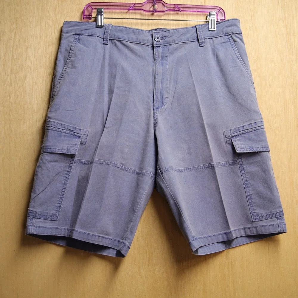 Izod Saltwater Stretch Cargo Shorts Mens 34 Blue Purple Faded Casual Summer